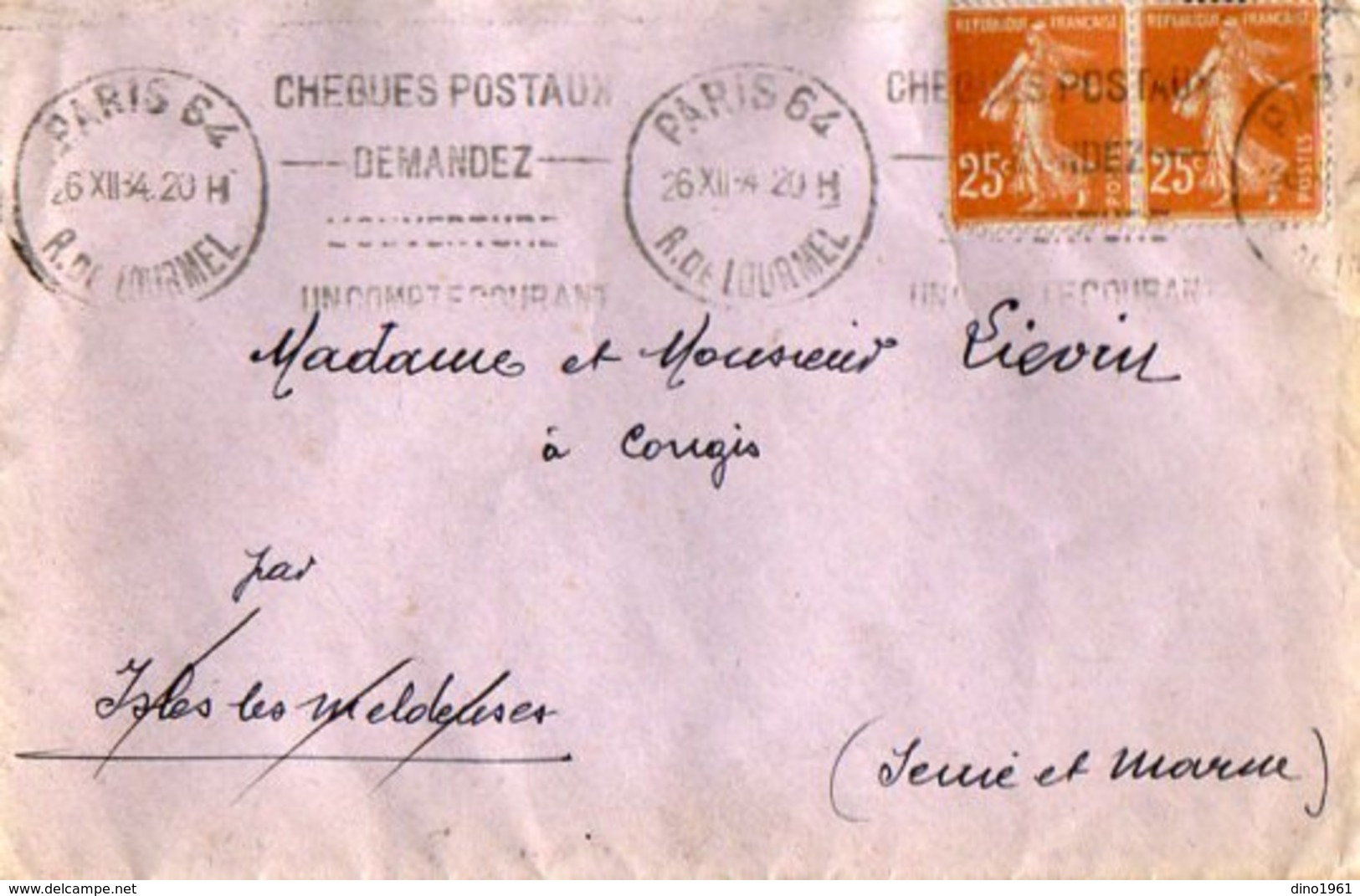 TB 2174  - LSC - Lettre Avec Vignette Contre La Tuberculose OB PARIS Rue De Lourmel Pour CONGIS - 1877-1920: Période Semi Moderne