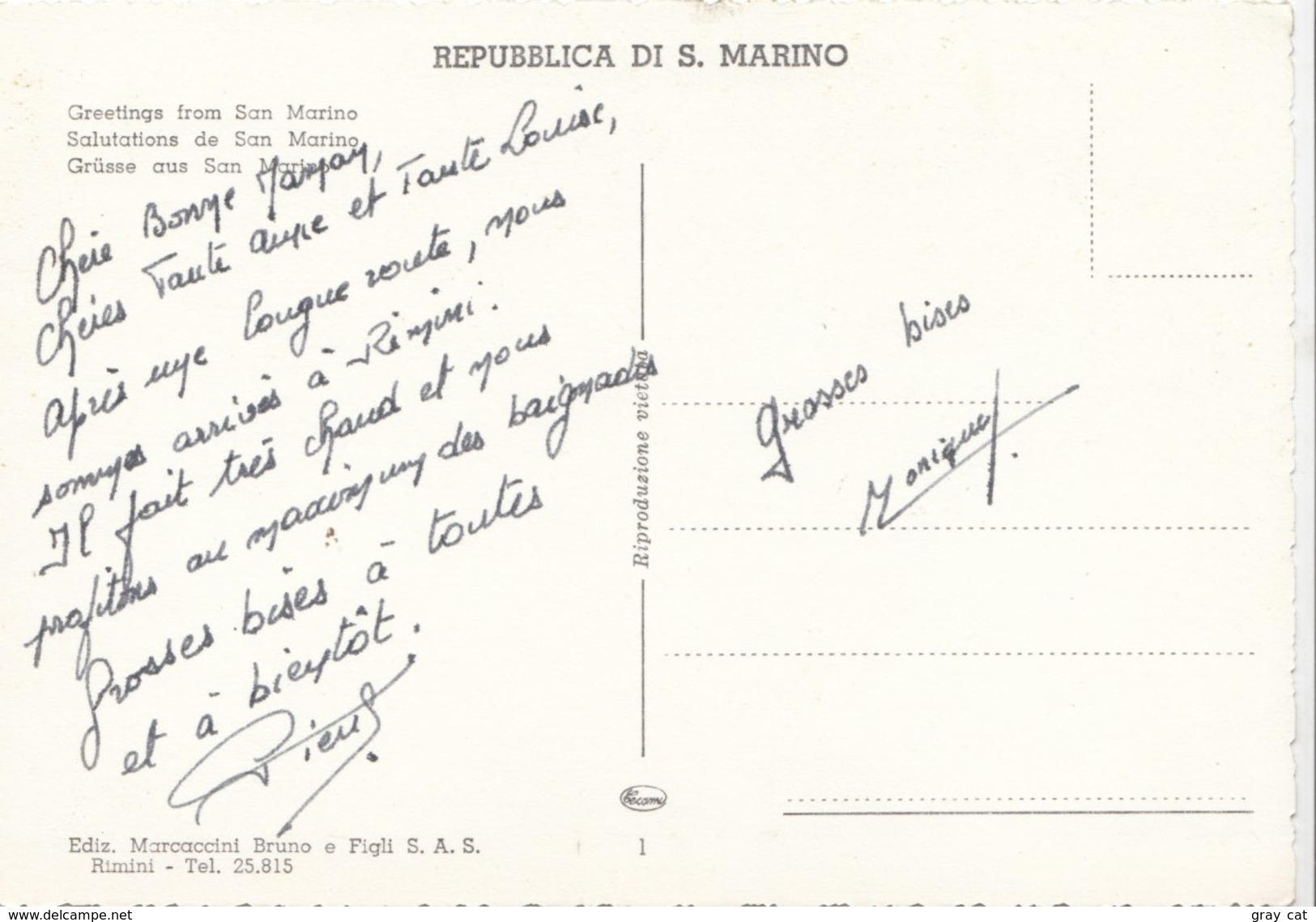 Saluti Da San Marino, Used Postcard [19474] - San Marino