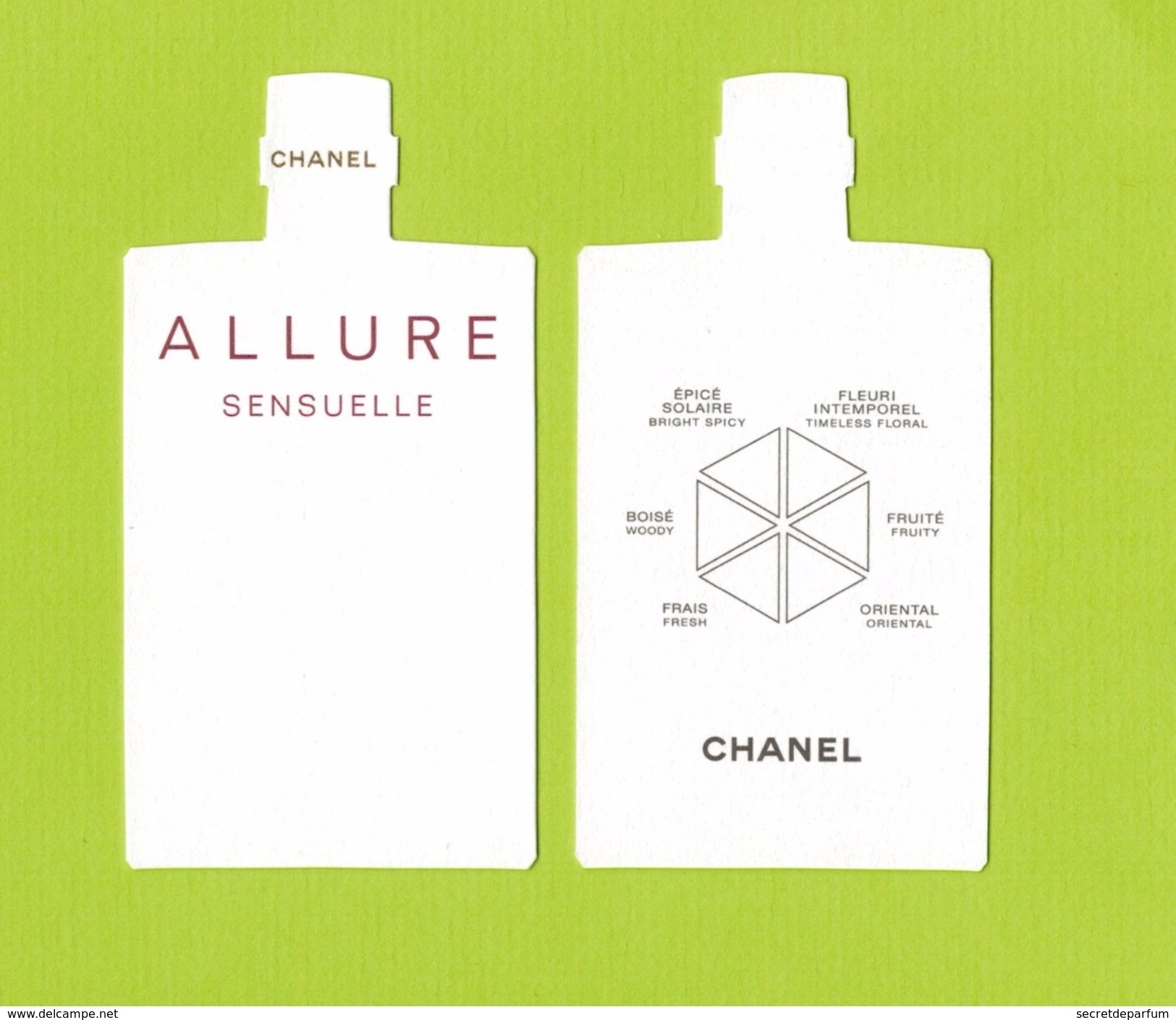 Cartes Parfumées Carte CHANEL ALLURE SENSUELLE    De CHANEL      HAUTEUR TOTALE 9 CM - Modernes (à Partir De 1961)