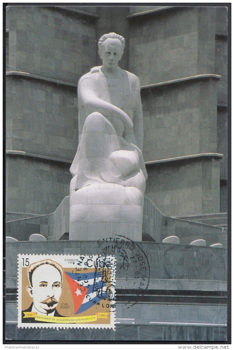 TMA-117 CUBA MAXIM CARD 1995. HABANA. CENTENARIO DEL ENTIERRO DE JOSE MARTI. - Cartes-maximum