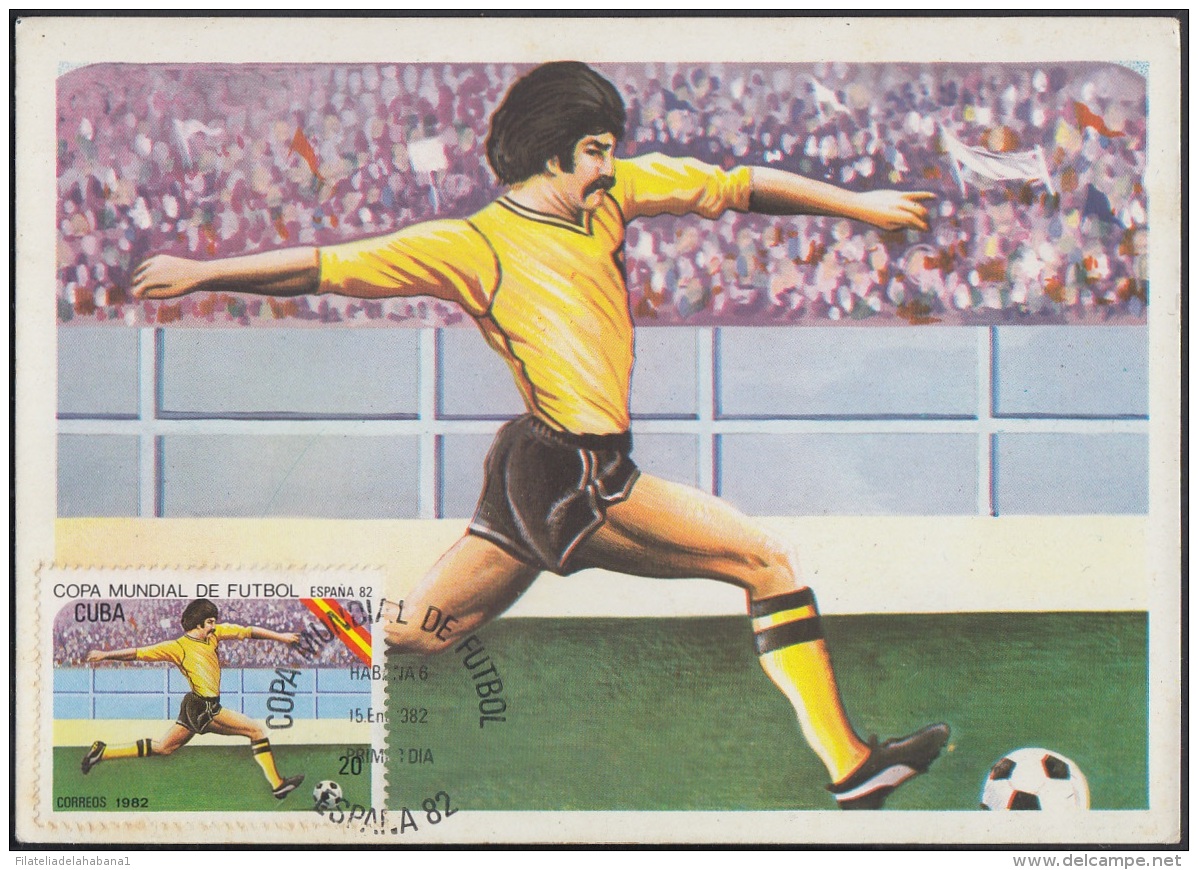 TMA-118 CUBA MAXIM CARD 1982. FDC COPA MUNDIAL FUTBOL. SOCCER CHAMPIONSHIP SPAIN. - Cartes-maximum