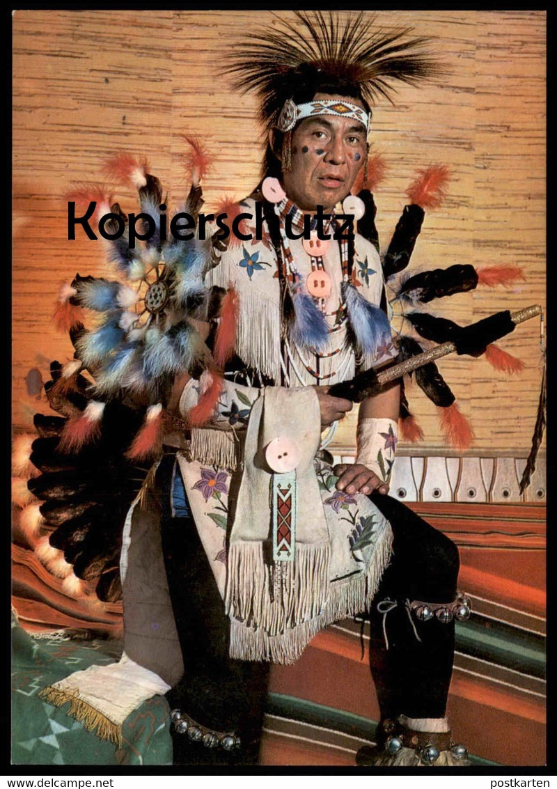 POSTKARTE INDIANISCHER GEISTERTÄNZER VOM CREE STAMM Indian Indians Indien Feather Headdress Coiffe Cpa AK Ansichtskarte - Indianer