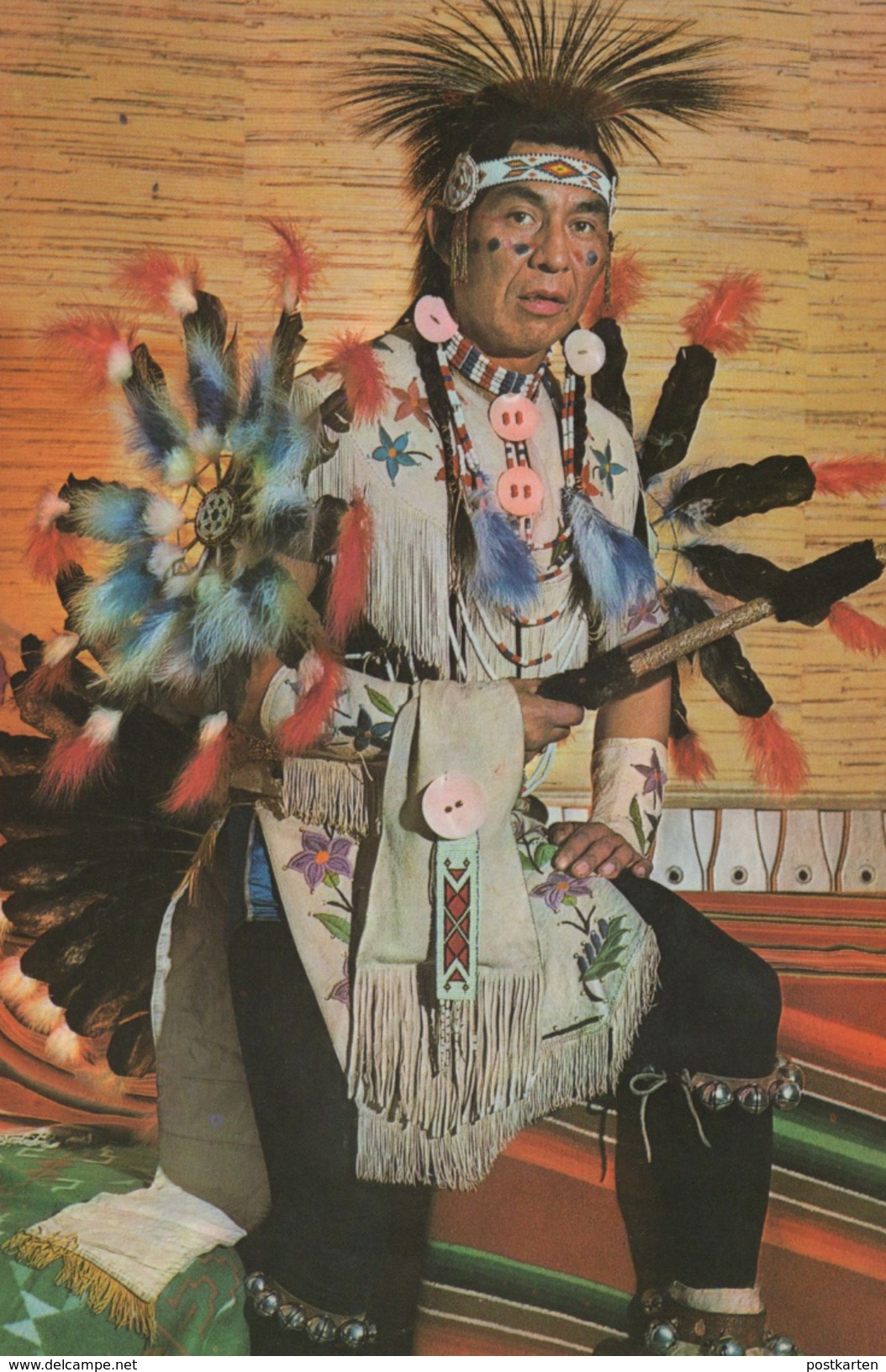 POSTKARTE INDIANISCHER GEISTERTÄNZER VOM CREE STAMM Indian Indians Indien Feather Headdress Coiffe Cpa AK Ansichtskarte - Indianer