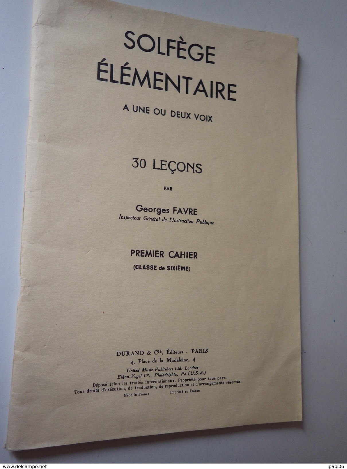 Solfège élémentaire à Une Ou Deux Voix. . 30 Leçons - Fiches Didactiques