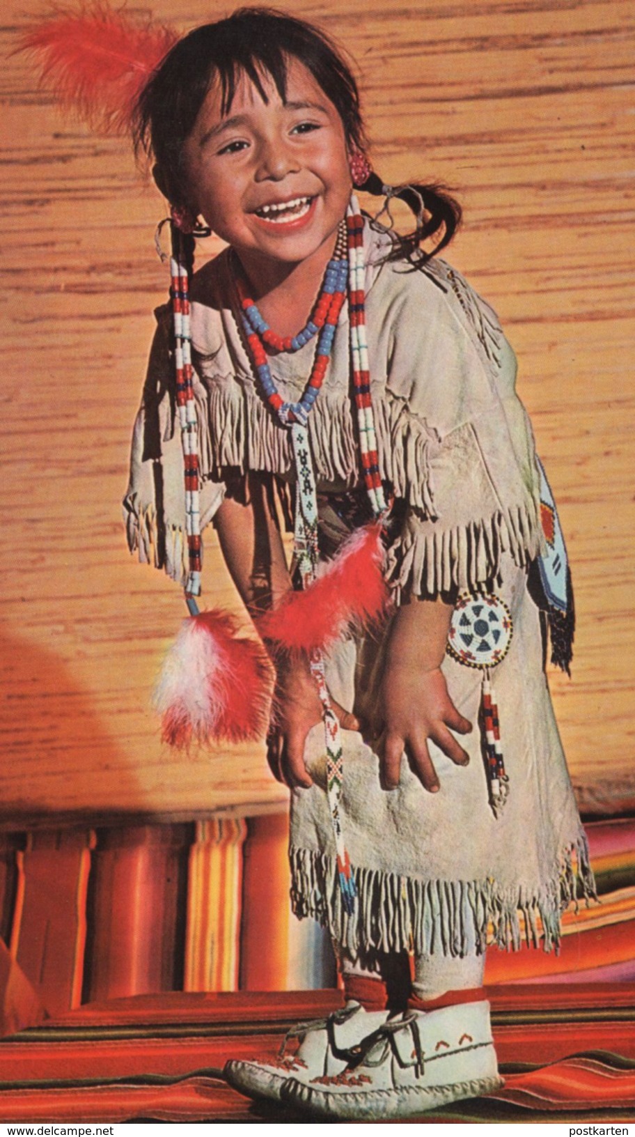 ÄLTERE POSTKARTE INDIANER KIND VOM CREE STAMM PRINZESSIN MAUSI Indian Indians Indien Feather Headdress Coiffe Postcard - Indianer