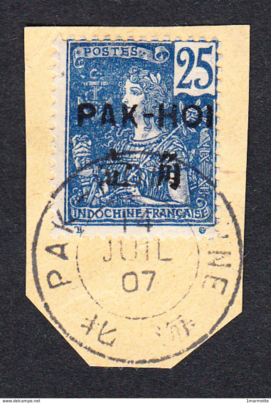 PAKHOI - Série 1906 - N°24 (Yvert) - 25c Sur Fragment Avec Très Beau Cachet "PAK-HOI - CHINE 14 Juil 1907" - Used Stamps