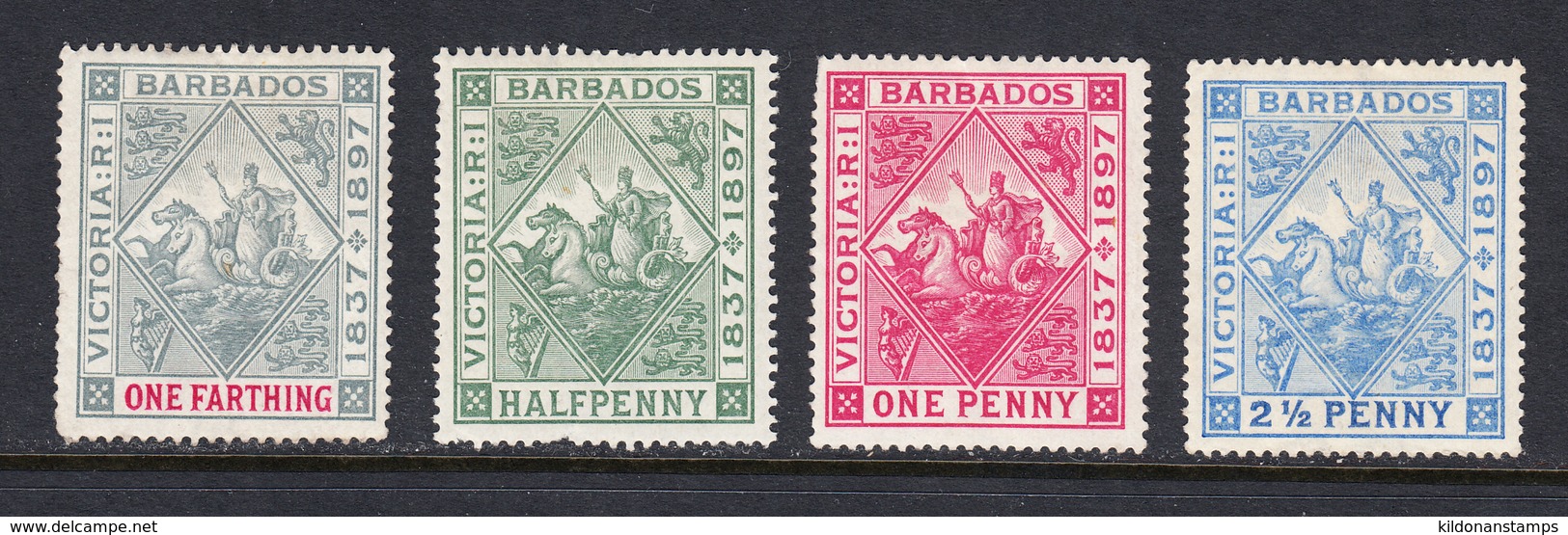 Barbados 1897-1898 Diamond Jubilee, Mint Mounted, See Notes, Sc# , SG 116-119 - Barbades (...-1966)