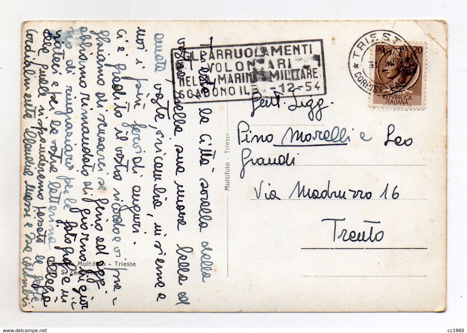 Trieste - Saluti Da Trieste Italiana - Viaggiata Nel 1954 - (FDC3253) - Trieste