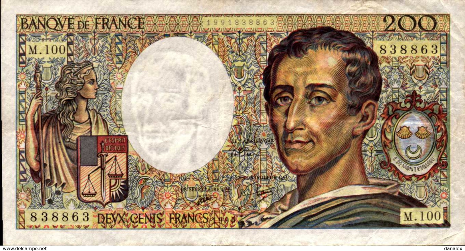 FRANCE 200 FRANCS MONTESQUIEU De 1990  PicK 155d  F70/10b - 200 F 1981-1994 ''Montesquieu''