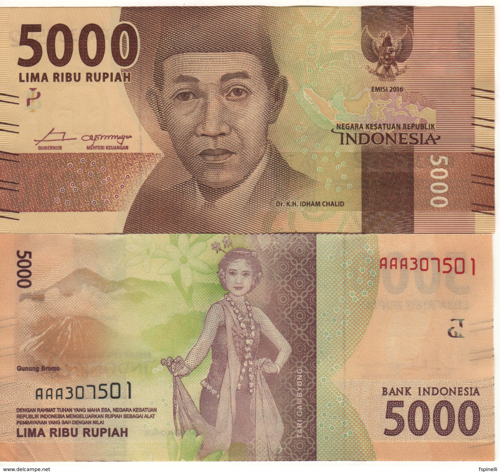 INDONESIA   Attractive.  Newly Issued. 5'000  Rupiah.  2016  UNC - Indonesia