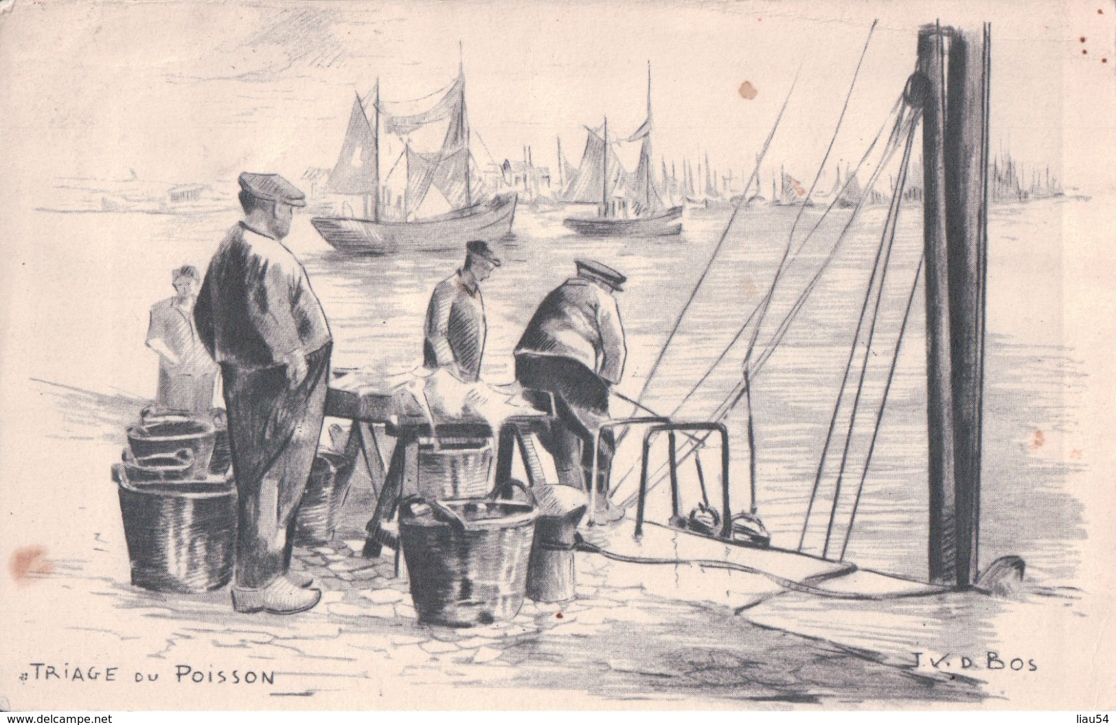 Nieuport-Bains TRIAGE DU POISSON (Illustration J.V.D. Bos) - Nieuwpoort