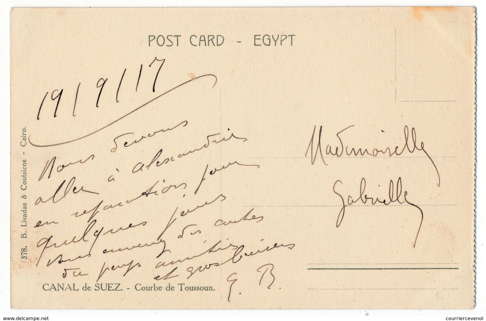 CPA - SUEZ (Egypte) - TUSSUN Curve - Sues