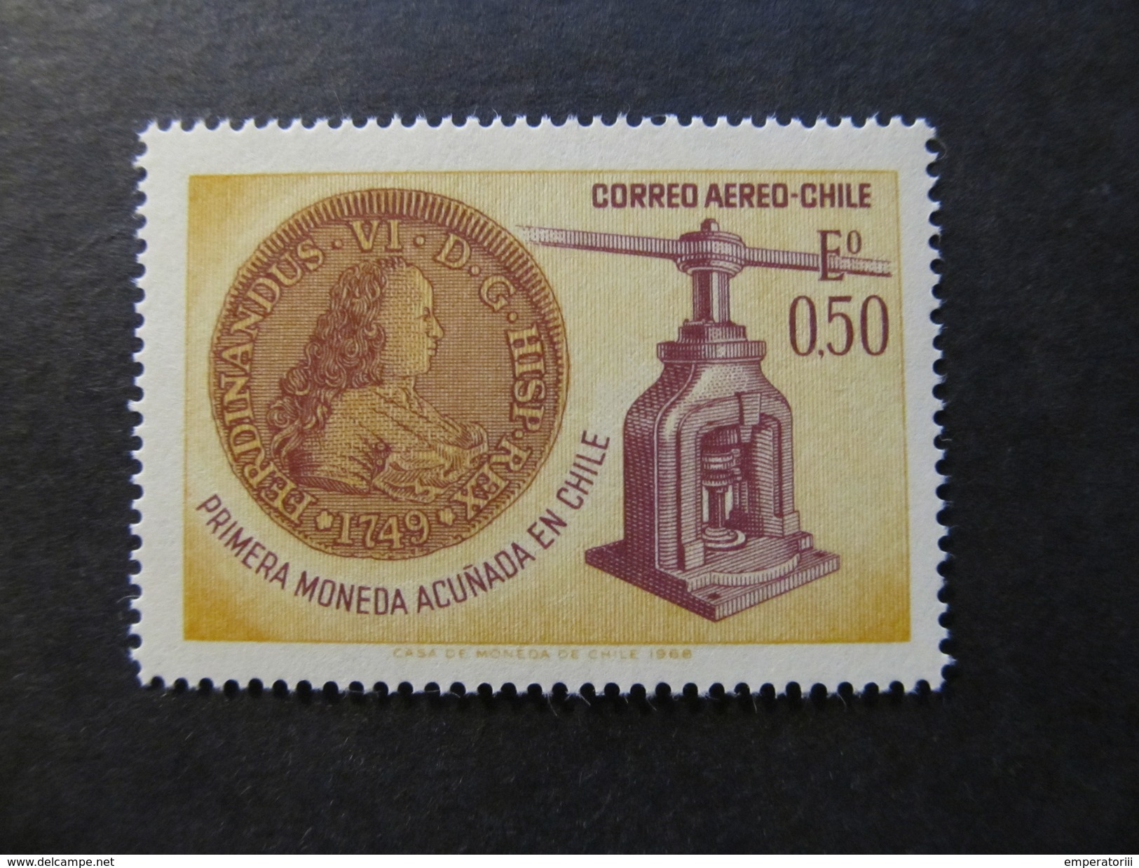 1986 - CHILE - FIRST COIN MINTED IN CHILE - SCOTT C288 AP75 50C (1) - Chile