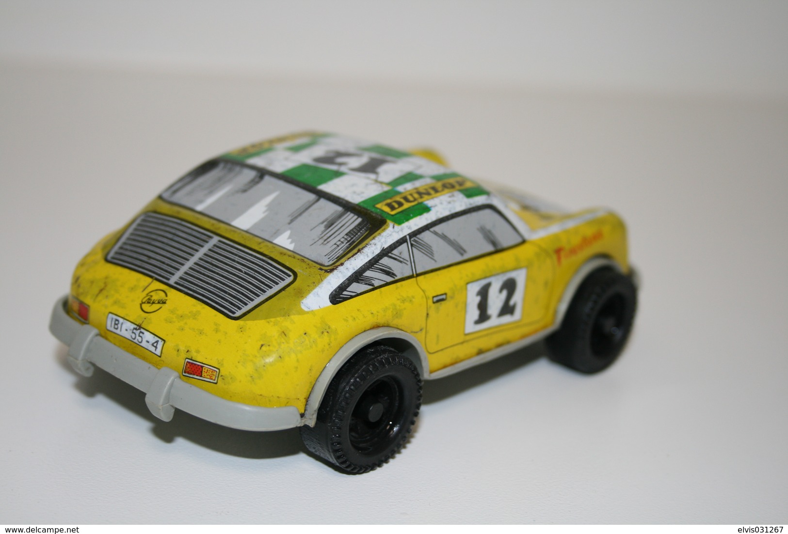 Vintage TIN TOY CAR : Mark PAYVA - 13cm - 1970s - Tin Friction Powered Porche 911 Race Car - Made In Spain - Collectors E Strani - Tutte Marche