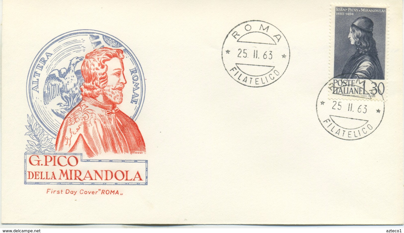 ITALIA - FDC ROMA 1963 - PICO DELLA MIRANDOLA - FDC