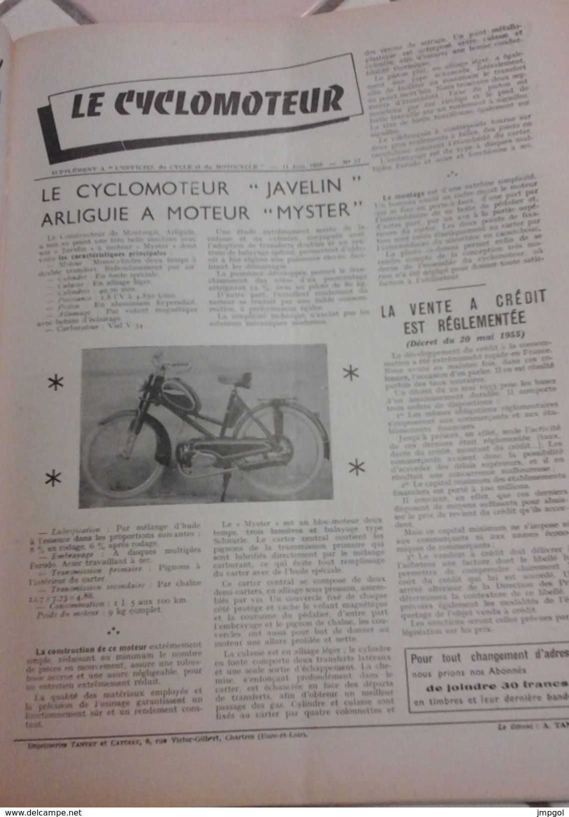 L'Officiel Du Cycle Du Motocycle Et Du Camping N°12 Juin 1955 Scooter TERROT Et PEUGEOT Cyclo ARLIGUIE - Auto/Moto