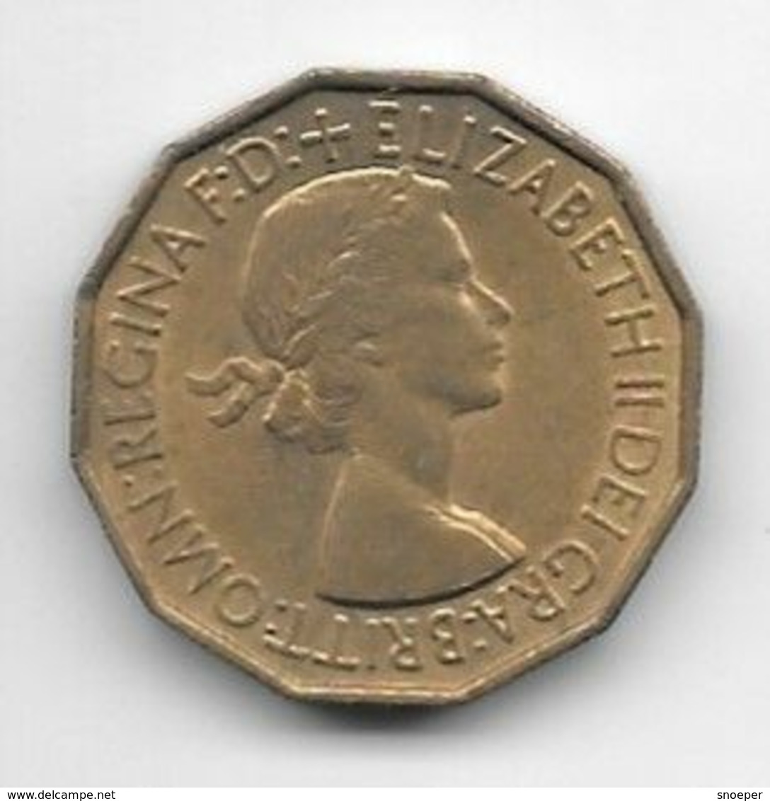 Great Britain 3 Pence 1953  Km 886  Xf+/ms60 - F. 3 Pence