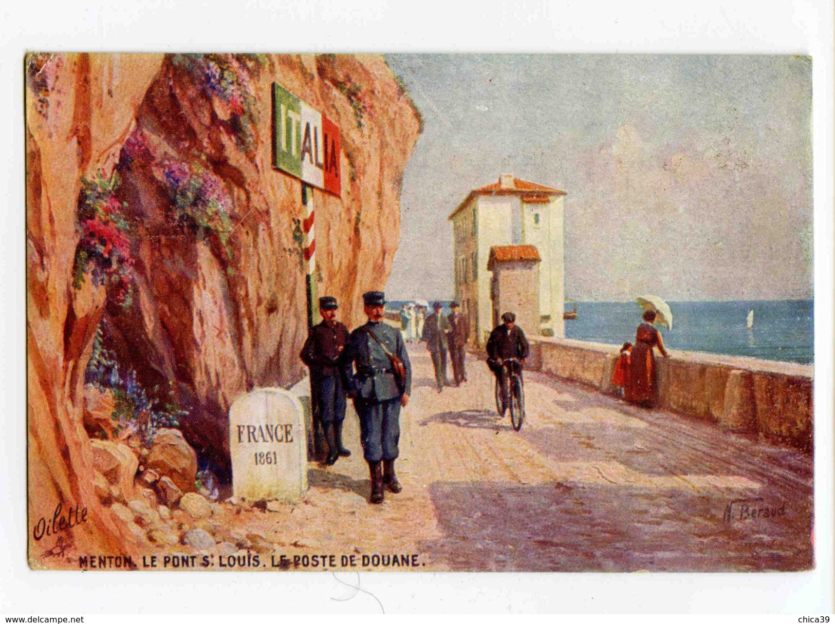 C 19329   -   Menton - Le Pont St Louis - Le Poste De Douane - Illustrateur: Beraud - Beraud