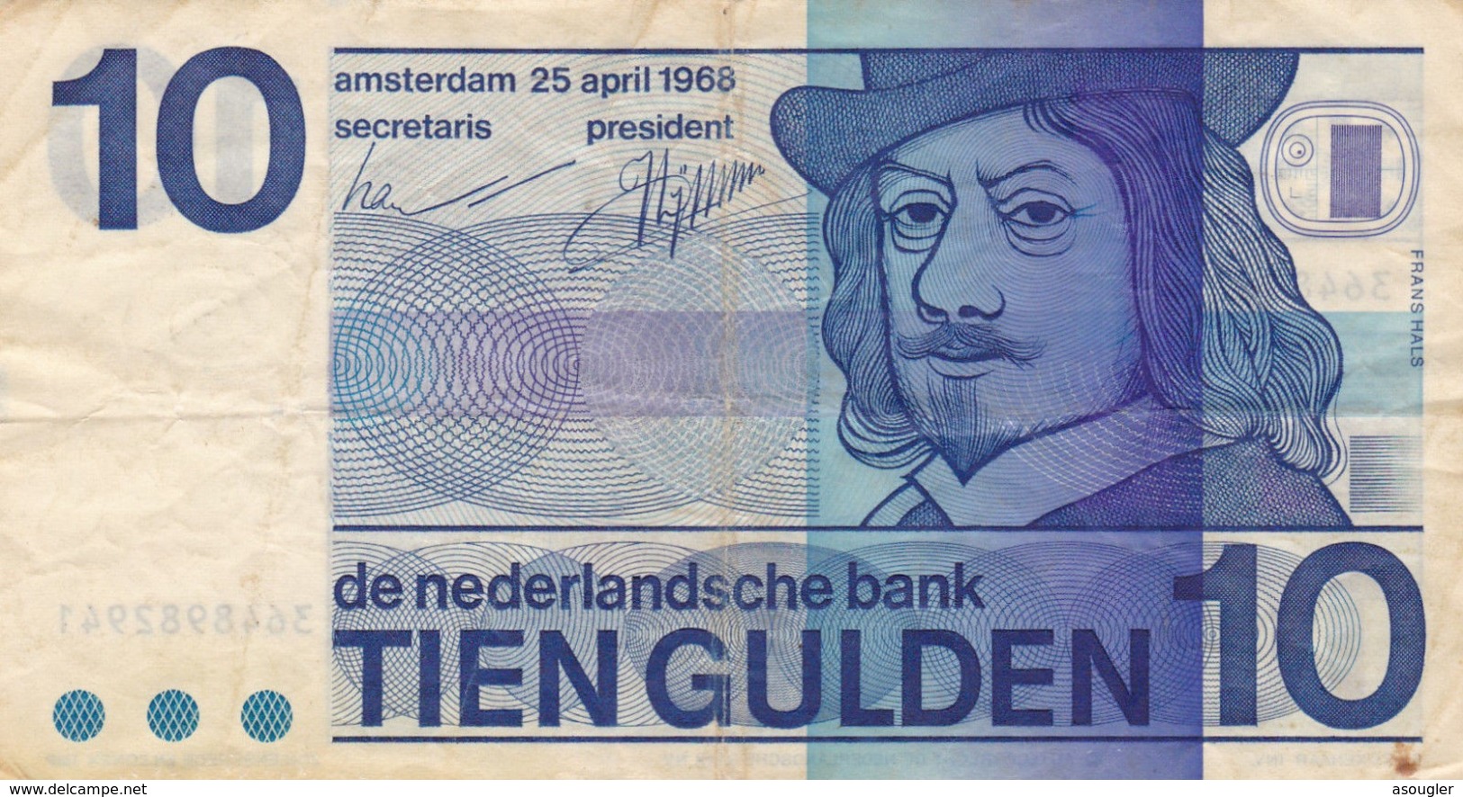 Netherlands 10 Gulden 1968 F P-91 - Sonstige & Ohne Zuordnung