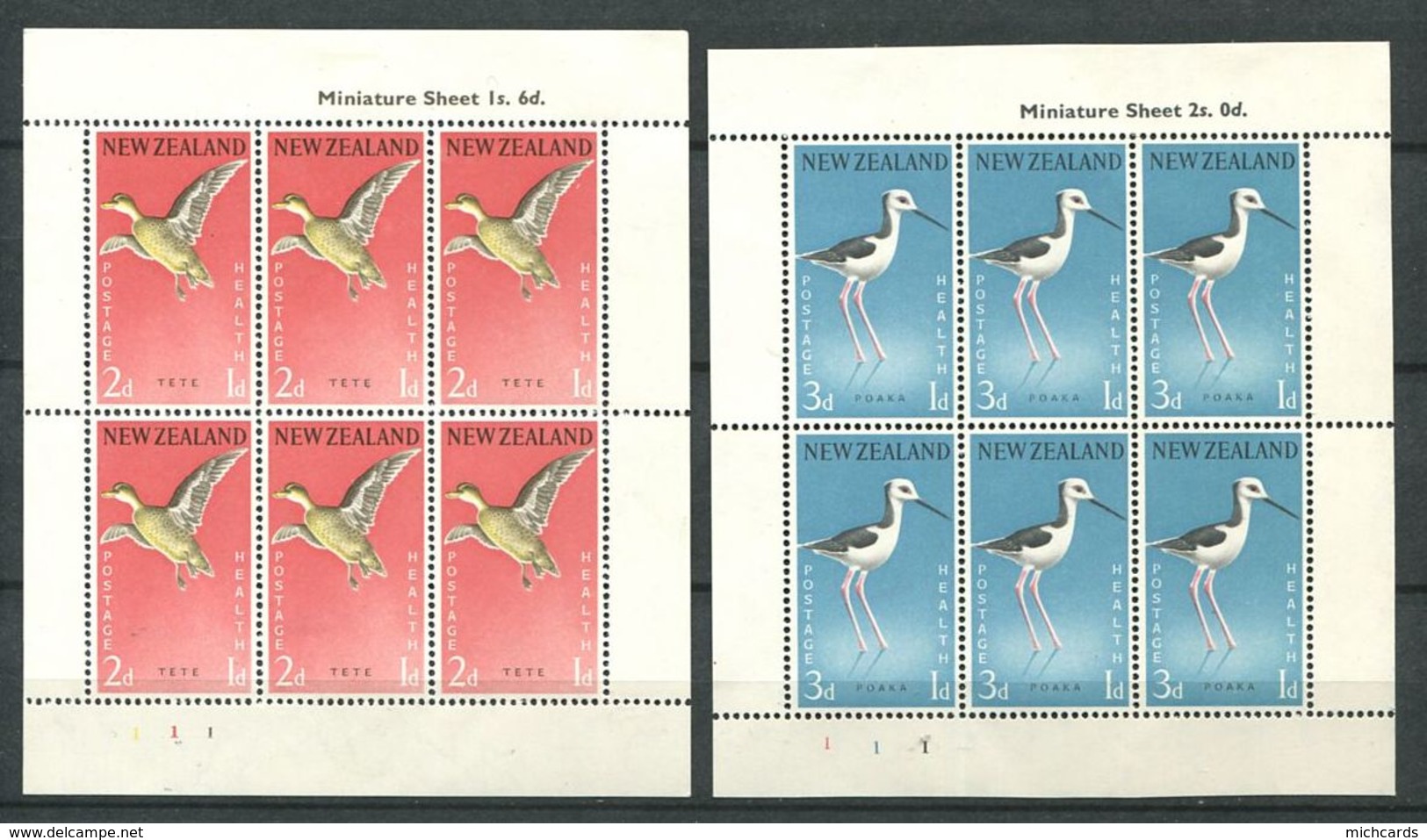 191 NOUVELLE ZELANDE 1959 - Yvert BF 5/6 - Oiseau -  Neuf ** (MNH) Sans Trace De Charniere - Neufs