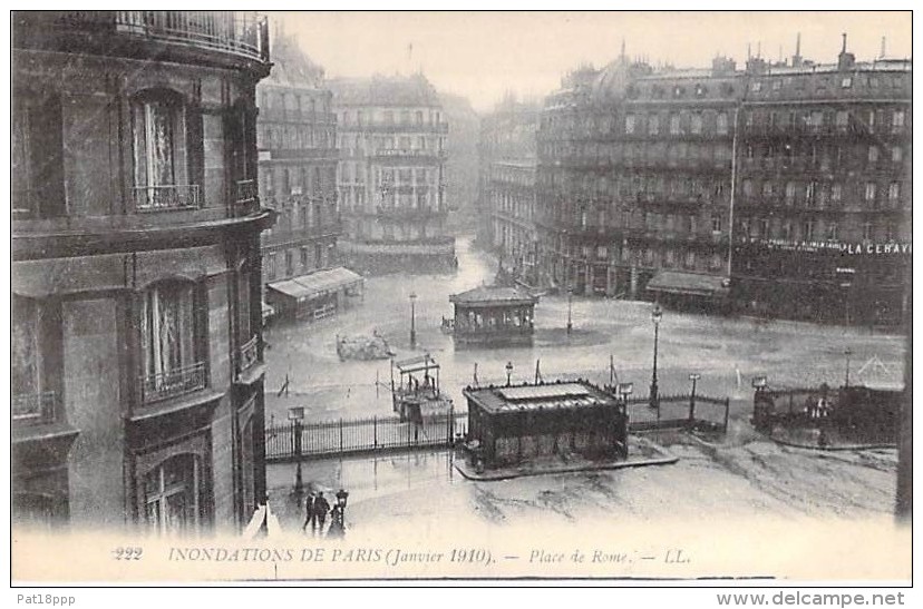 PARIS - INONDATIONS 1910 - Crue De La Seine : Place De Rome - CPA - - Paris Flood, 1910