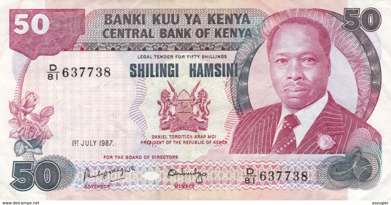 KENYA 50 SHILLINGS 1987 F-VF P-22d - Kenya