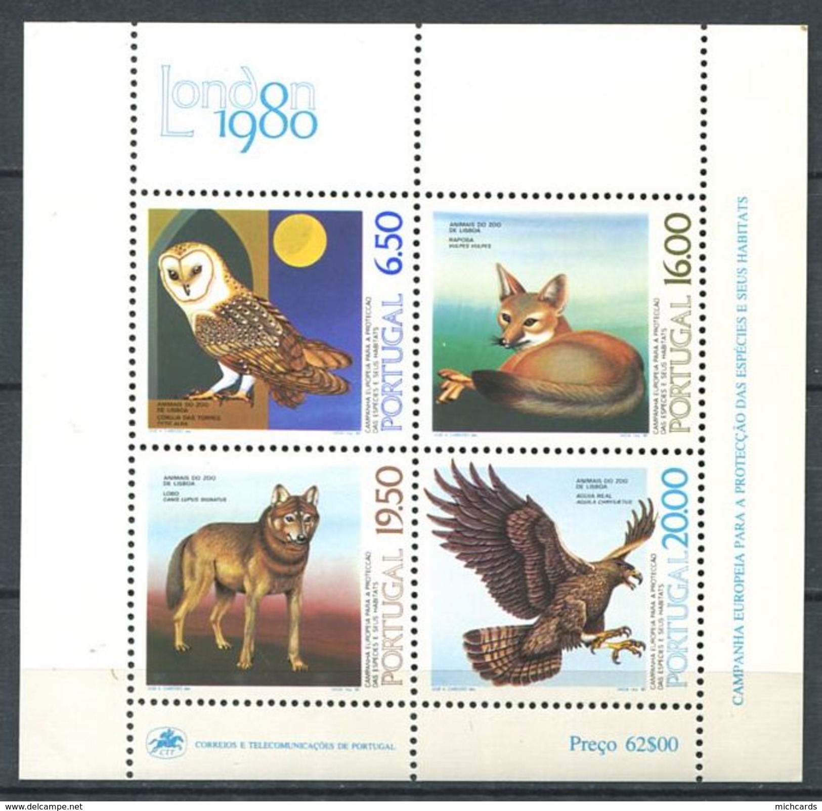 191 PORTUGAL 1980 - Yvert BF 31 - Loup Renard Chouette Aigle -  Neuf ** (MNH) Sans Trace De Charniere - Unused Stamps