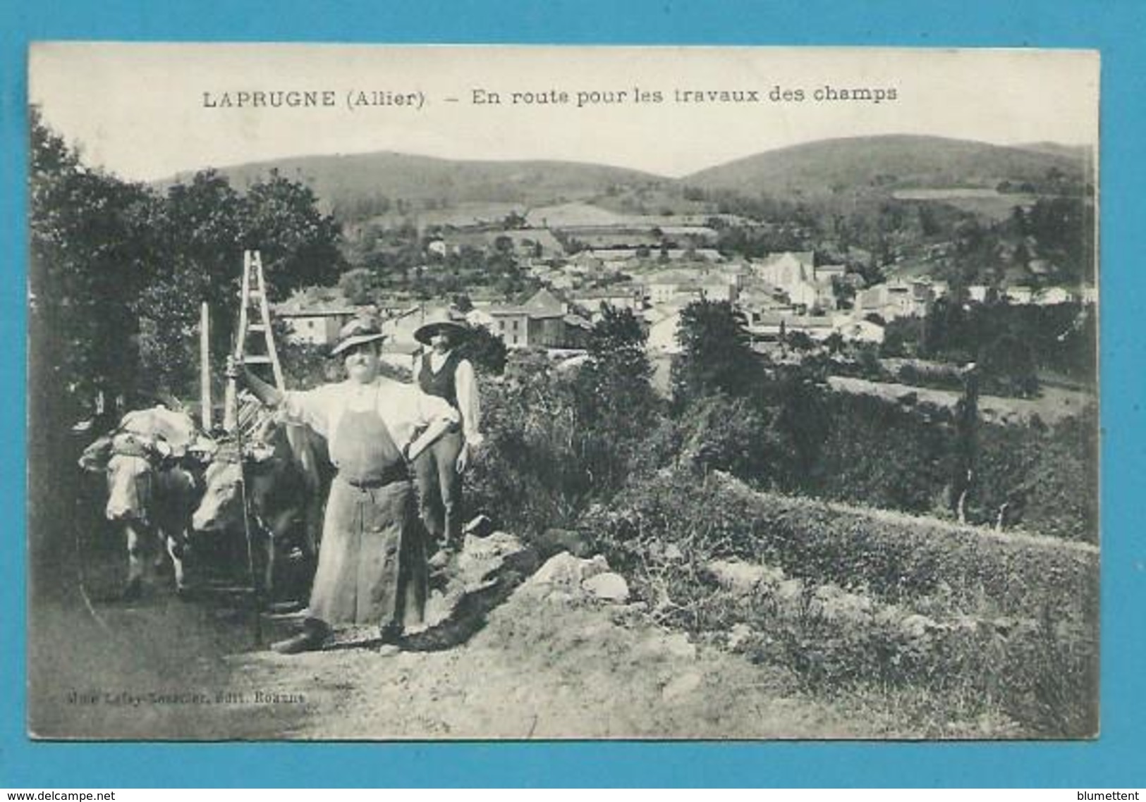 CPA Attelage Boeufs En Route Pour Les Travaux Des Champs LAPRUGNE 03 - Sonstige & Ohne Zuordnung