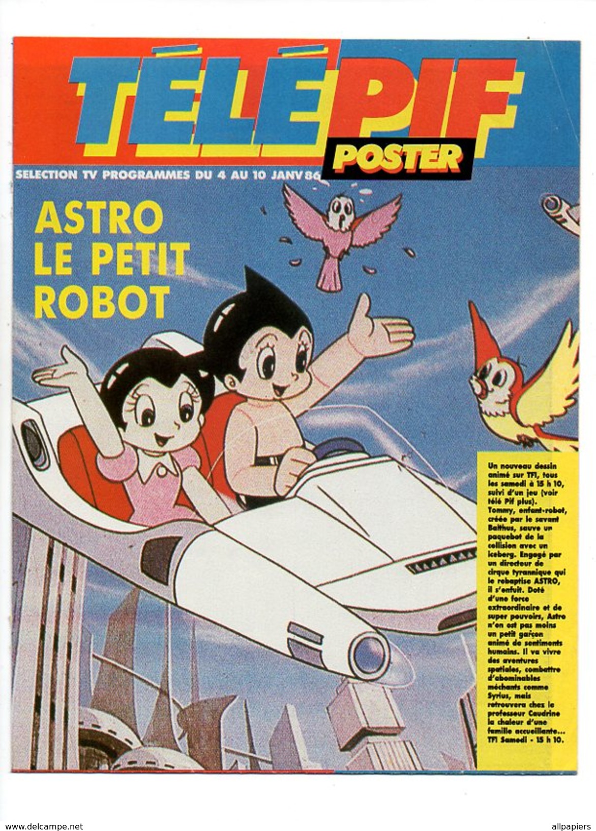 TéléPif Poster Astro Le Petit Robot - Poster Jeanne Mas De 1986 - Pif - Autres