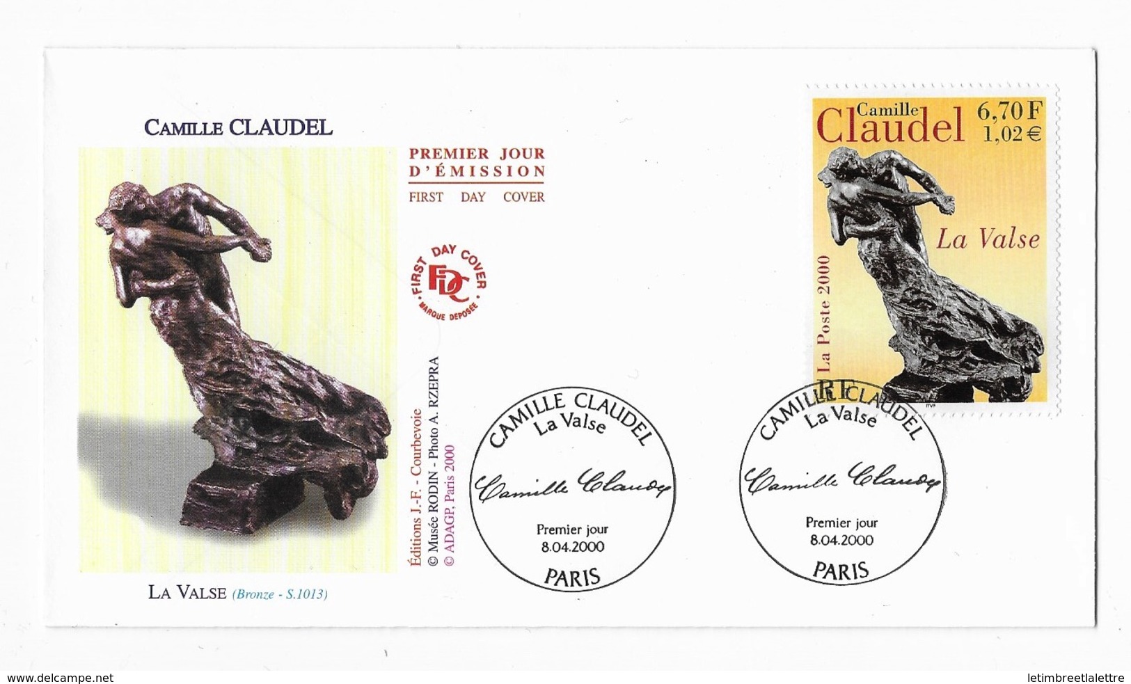 Enveloppes  1er Jour FDC .2000 1 Enveloppe Camille Claudel - 2000-2009