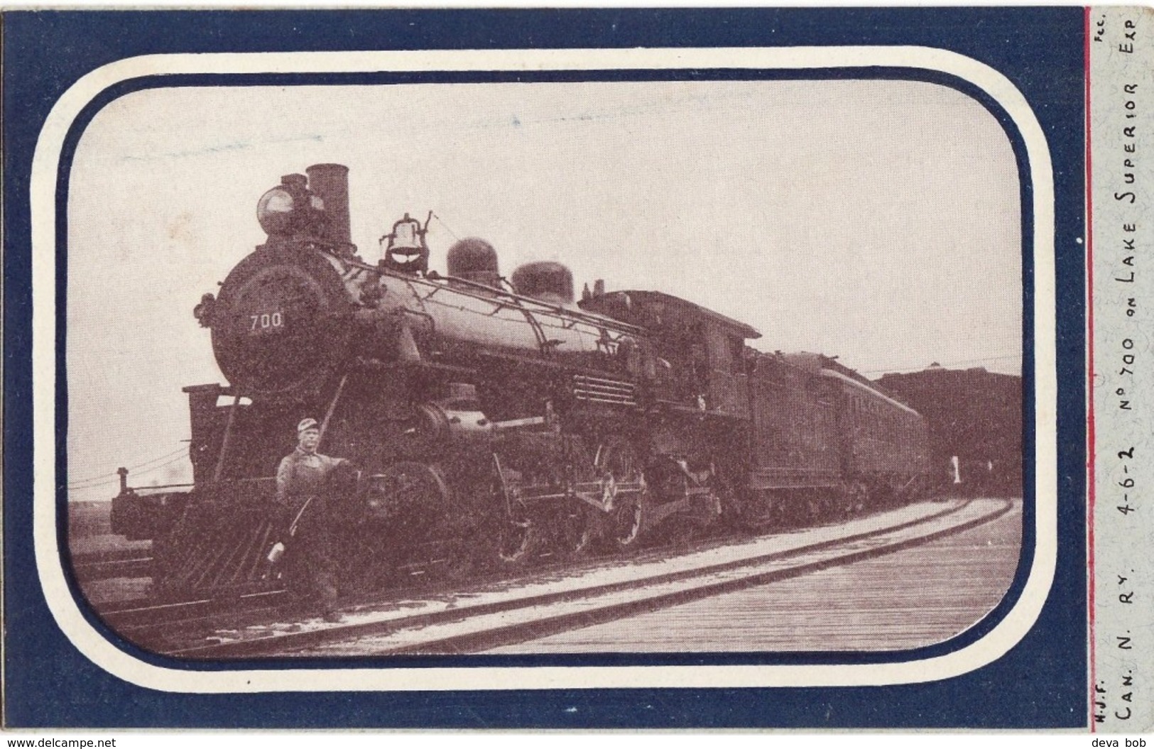 WW1 Postcard Canadian National Railways 700 Pacific Loco Lake Superior Canada - Trains