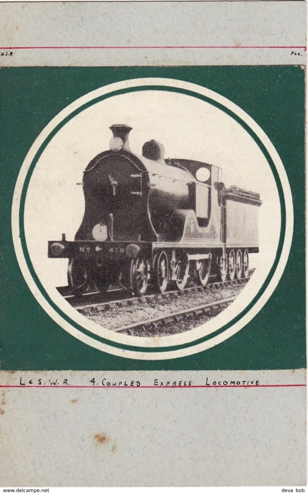 WW1 Railway Postcard LSWR L12 418 Drummond 4-4-0 Loco SR L&SWR - Trains