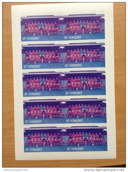 ST - VINCENT 1987 FOOTBALL SOCCER FUSSBALL SHEET Of 10 BARCLAY´S PREMIER LEAGUE CLUB " ARSENAL GUNNERS " PROOF ESSAI - Berühmte Teams