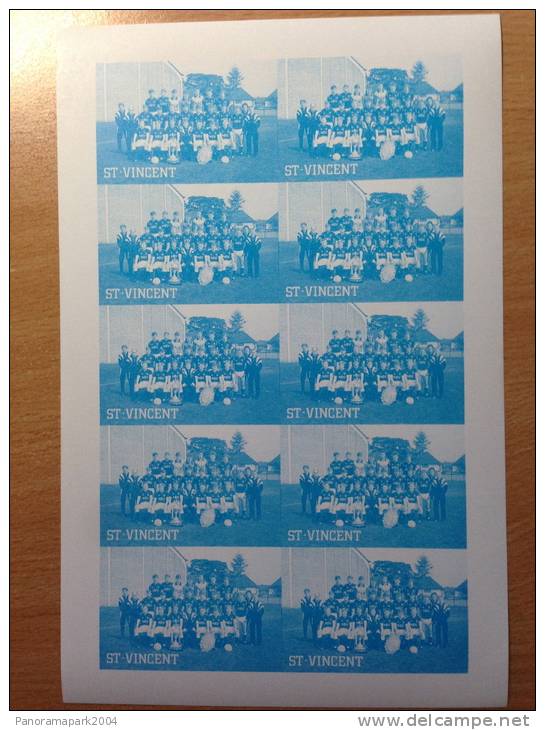 ST - VINCENT 1987 FOOTBALL SOCCER FUSSBALL SHEET Of 10 BARCLAY´S PREMIER LEAGUE CLUB " EVERTON " PROOF ESSAI - Famous Clubs