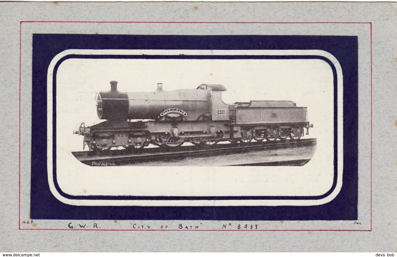 WW1 Railway Postcard GWR 37xx 3433 City Of Bath Great Western 4-4-0 Loco - Trains