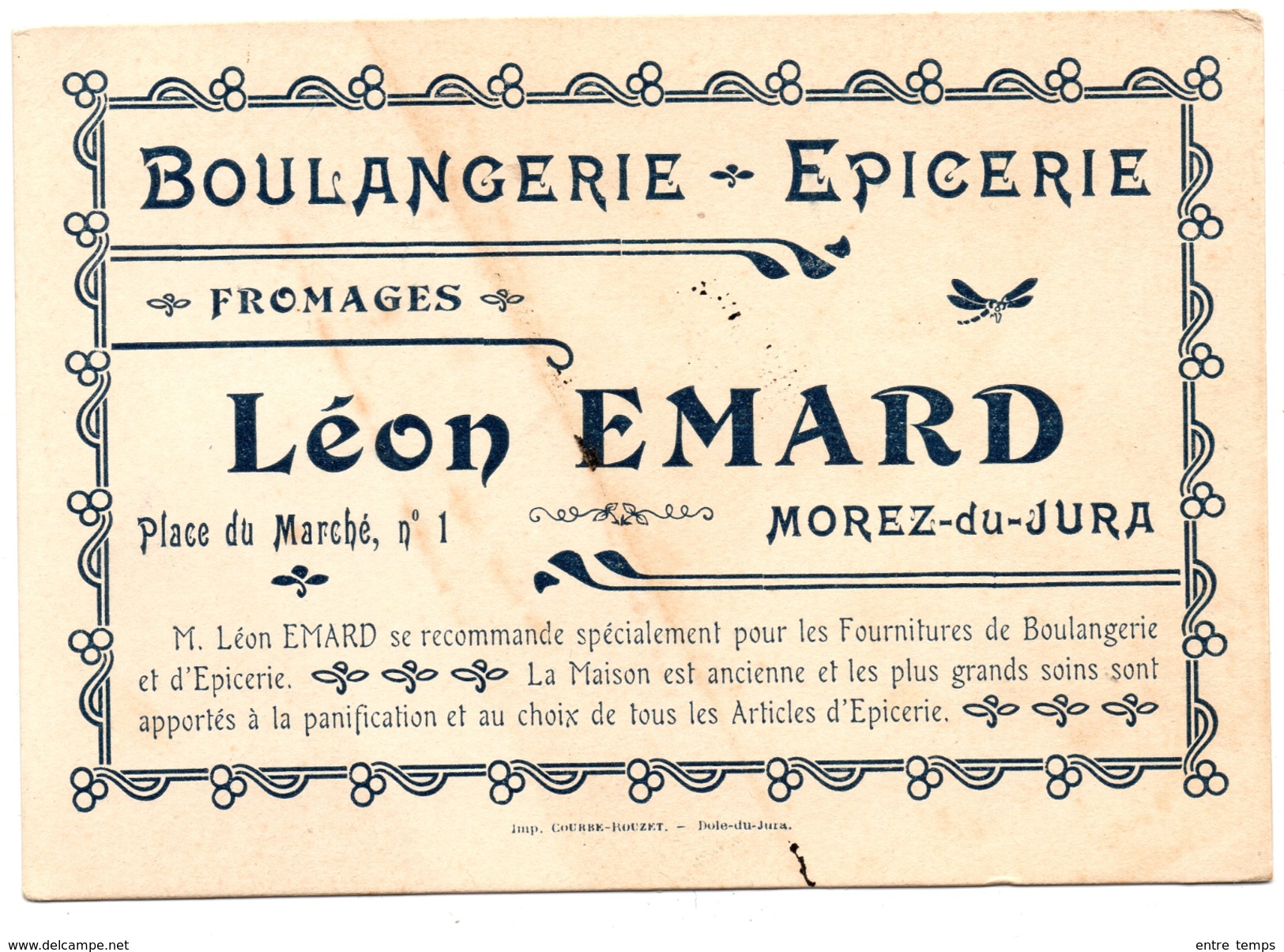 Carte Publicitaire Morez Du Jura Boulangerie Emard - Cartes De Visite