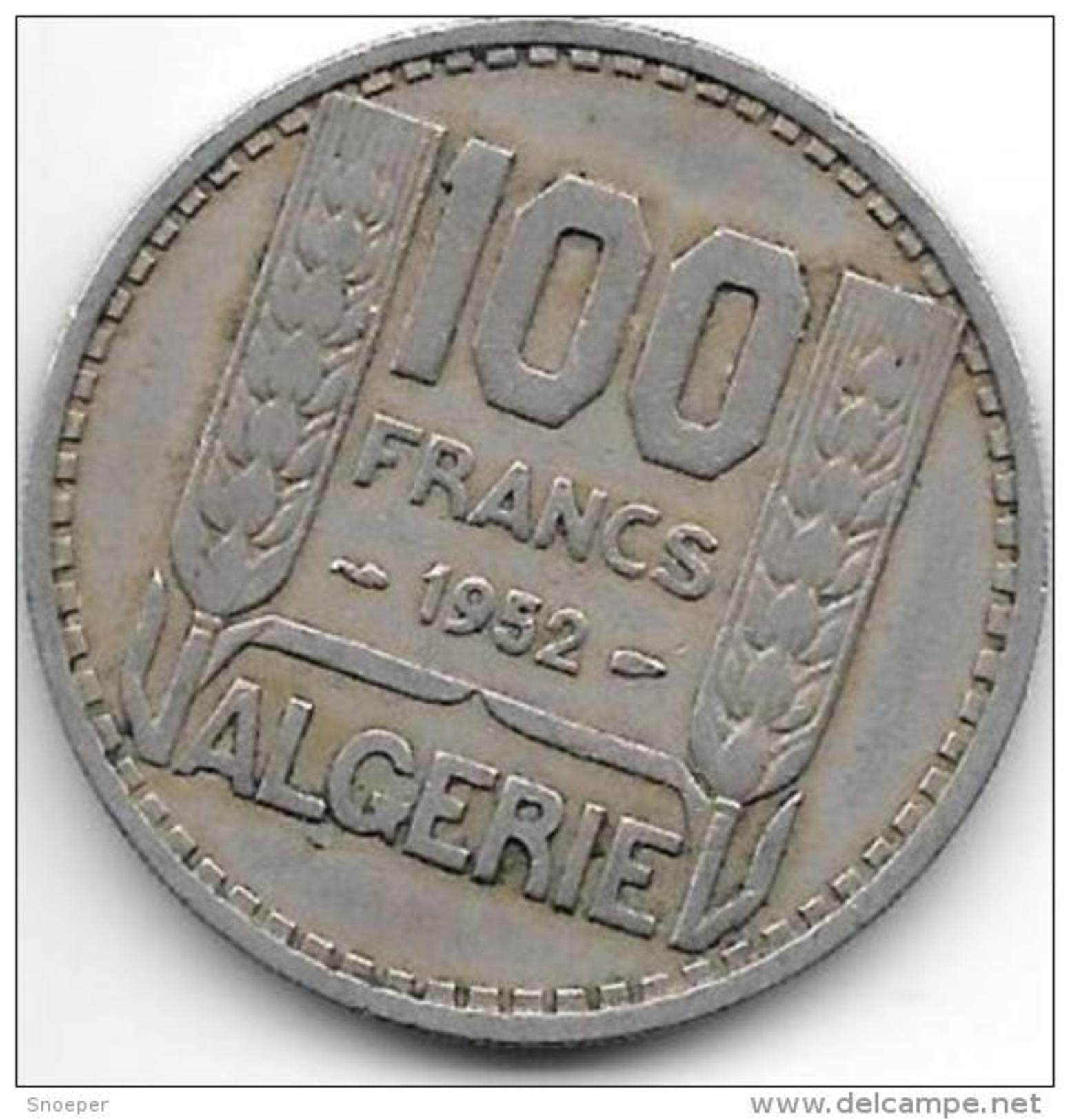 Algeria  100 Francs 1952  Km 93  Vf+ - Algérie