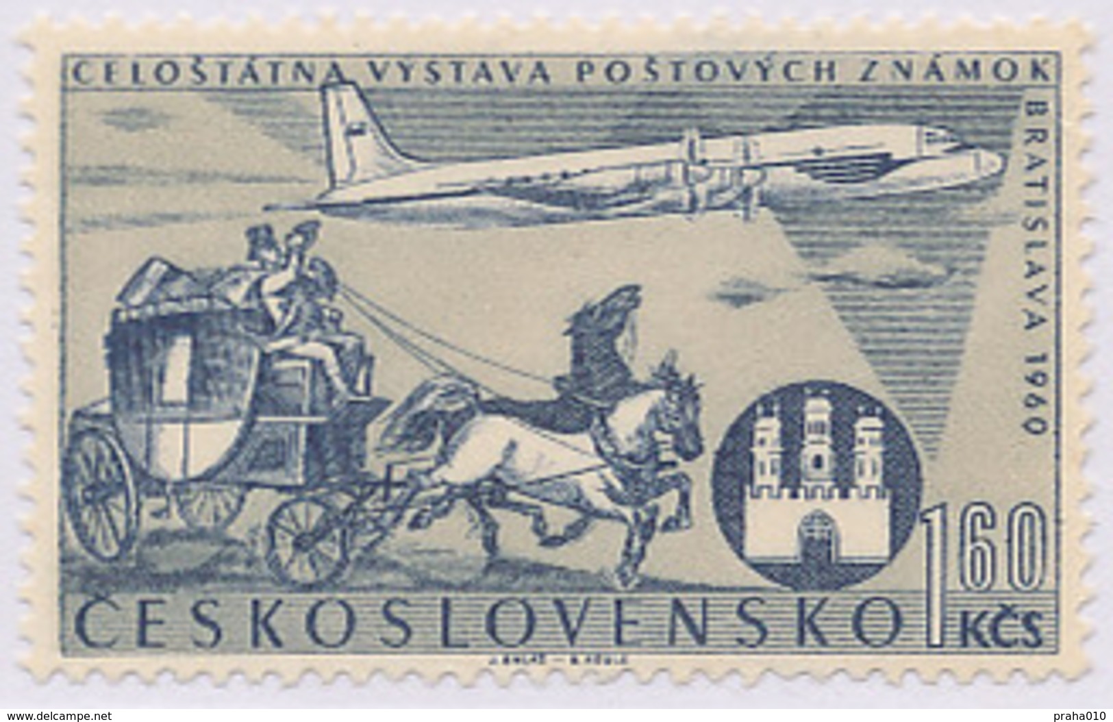 Czechoslovakia / Stamps (1960) L0046 (Air Mail Stamp): Stamp Exhibition Bratislava 1960; Painter: J. Balaz - Airmail