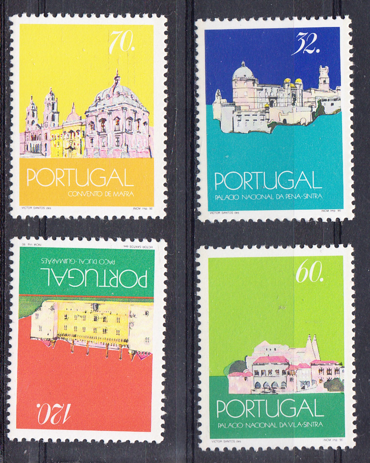 PORTUGAL1990.PALACIOS NACIONAIS  . AFINSA Nº 1968/71.NOVOS SEM CHARNEIRA  .SES465GRANDE - Usado