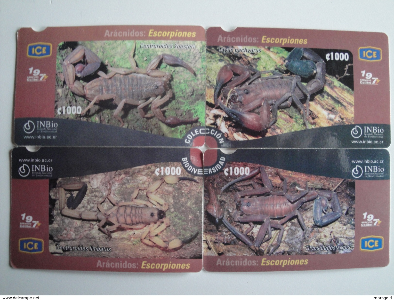 4 Remote Phonecards From Costa Rica - Puzzle Escorpiones - Costa Rica