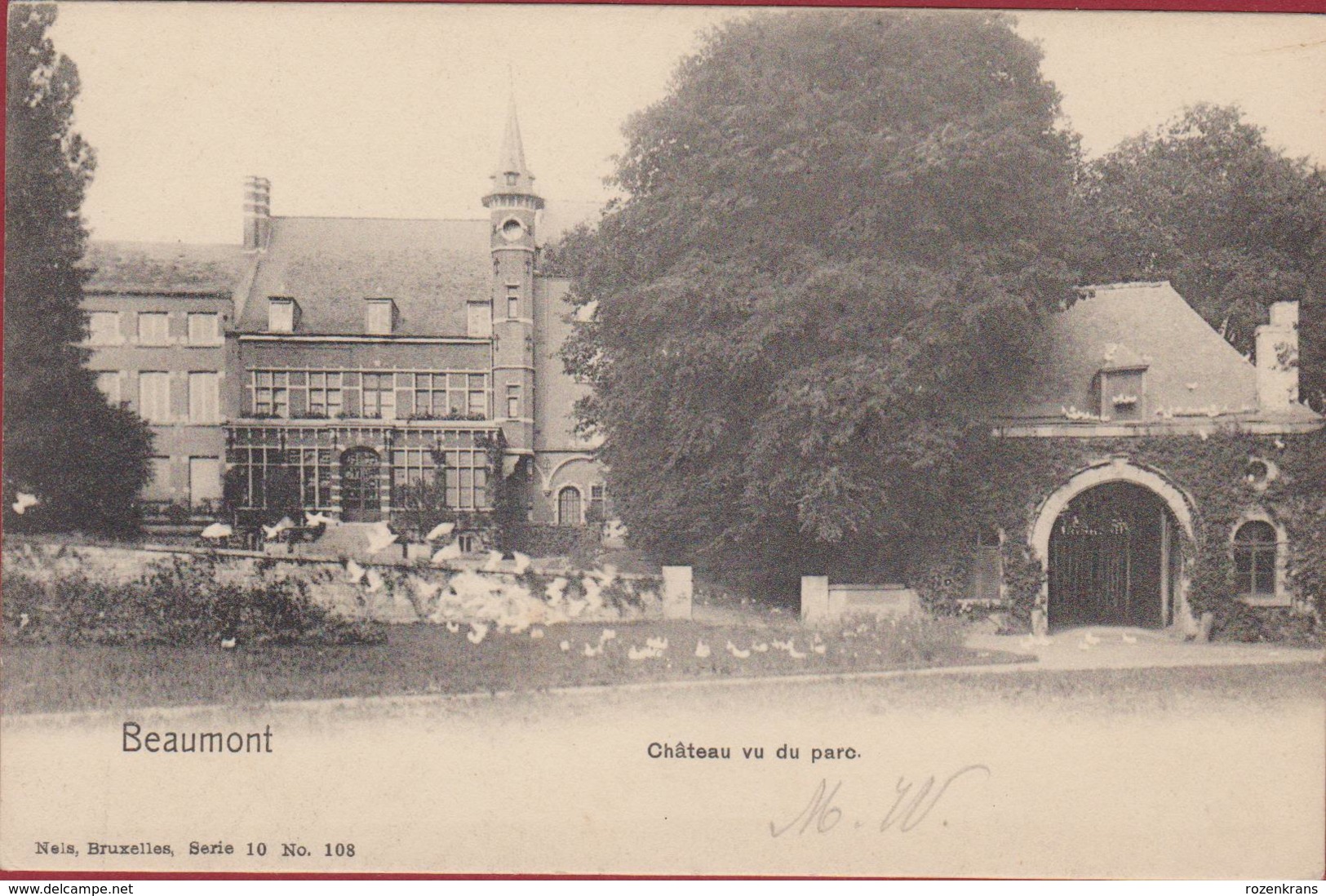 Beaumont Chateau Vu Du Parc Hainaut Henegouwen CPA - Beaumont