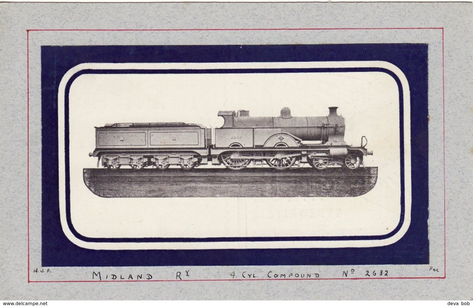 WW1 Railway Postcard Midland Class 4 Compound 2632 4-4-0 Loco LMS - Trains