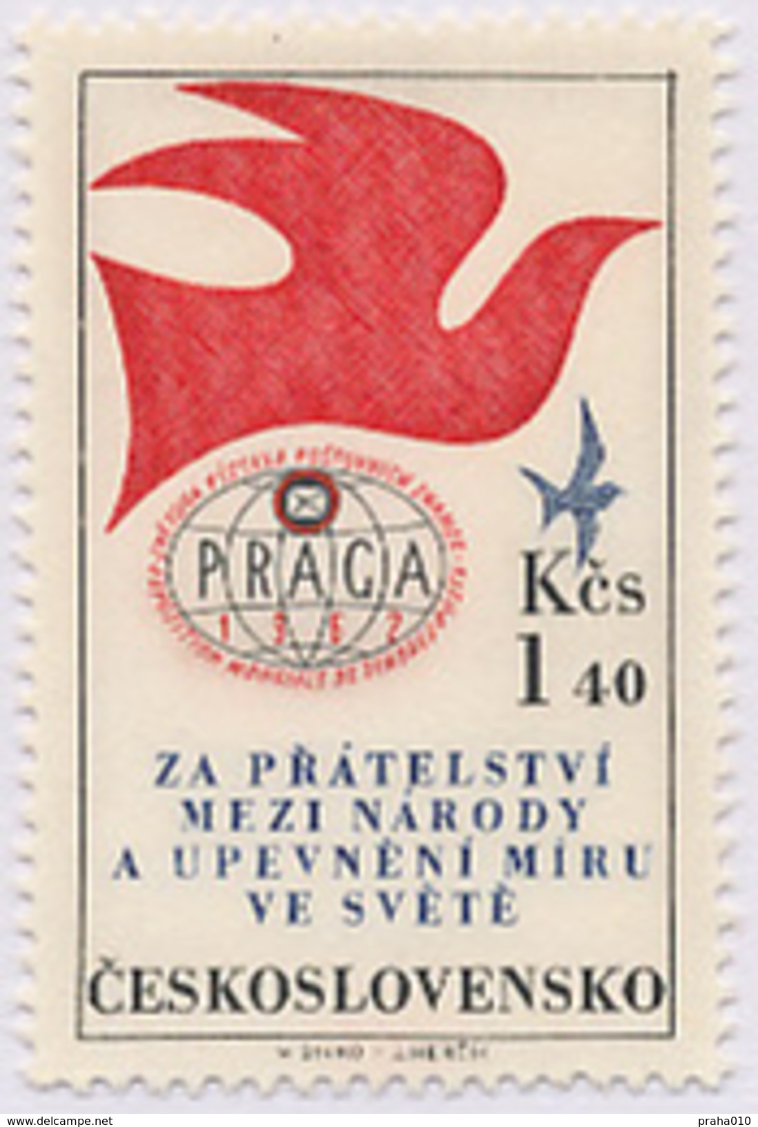 Czechoslovakia / Stamps (1962) L0051 (Air Mail Stamp): World Stamp Exhibition PRAGA 1962; Painter: V. Sivko - Luchtpost