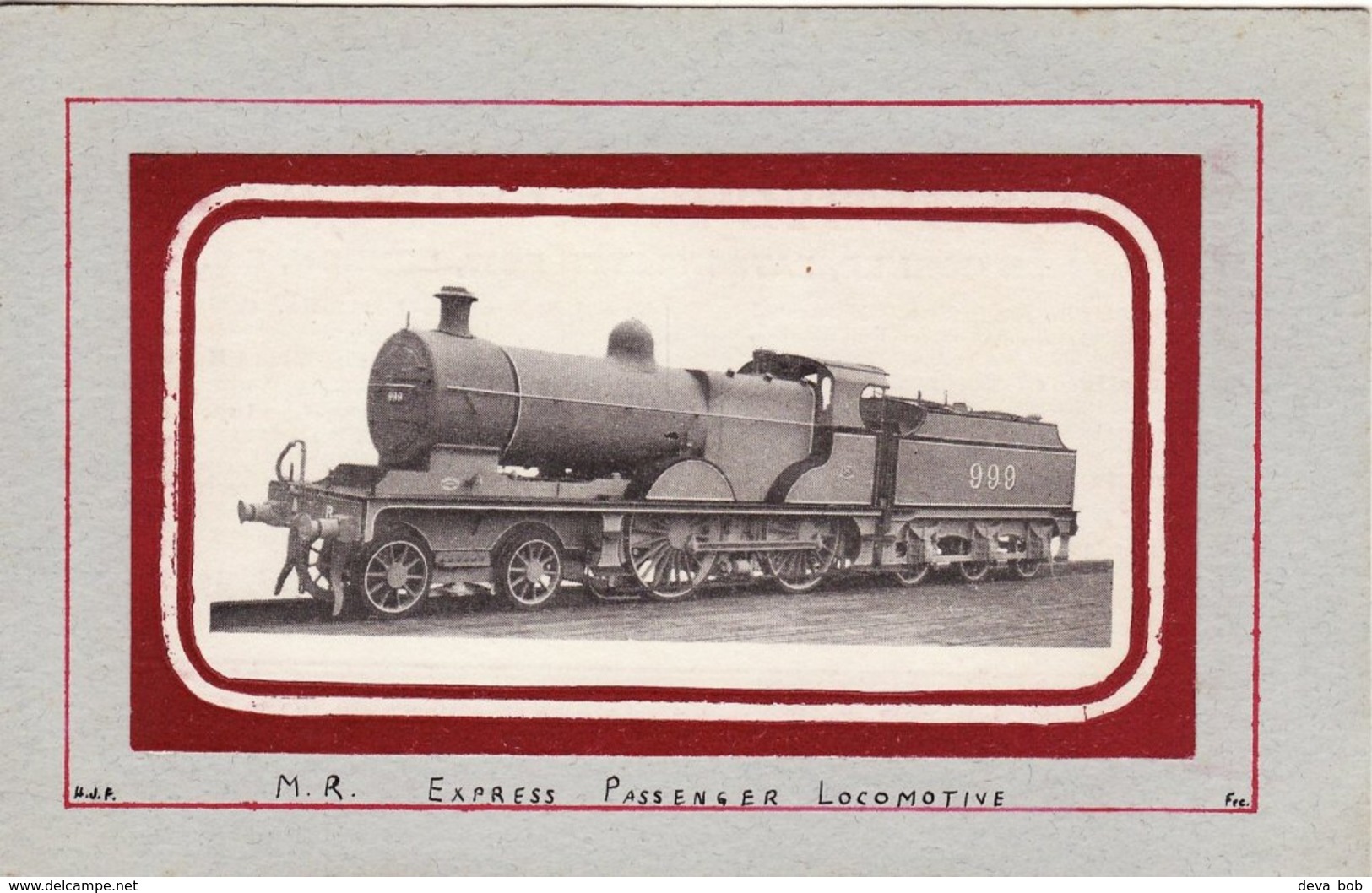 WW1 Railway Postcard Midland 999 Deeley 4P 4-4-0 Loco LMS - Trains