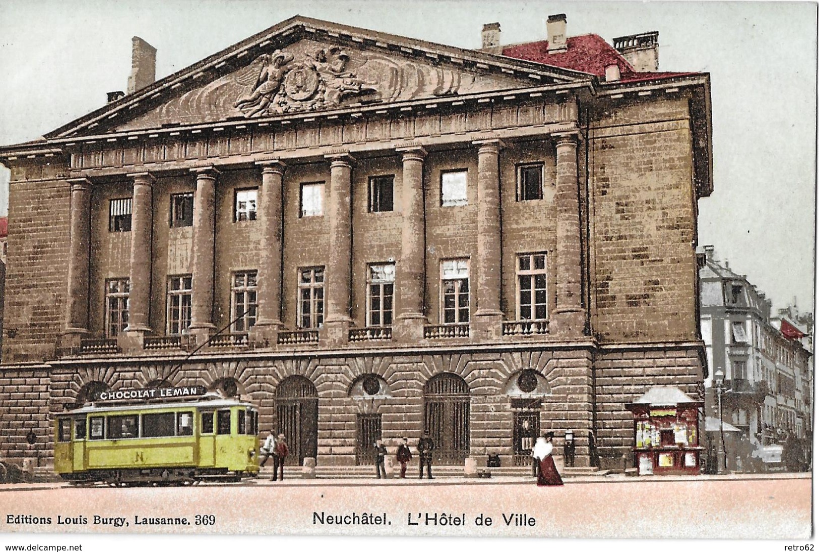 NEUCHÂTEL &rarr; Neuenburg, L'Hôtel De Ville Mit Tram Und Passanten, Ca.1910 - Neuchâtel