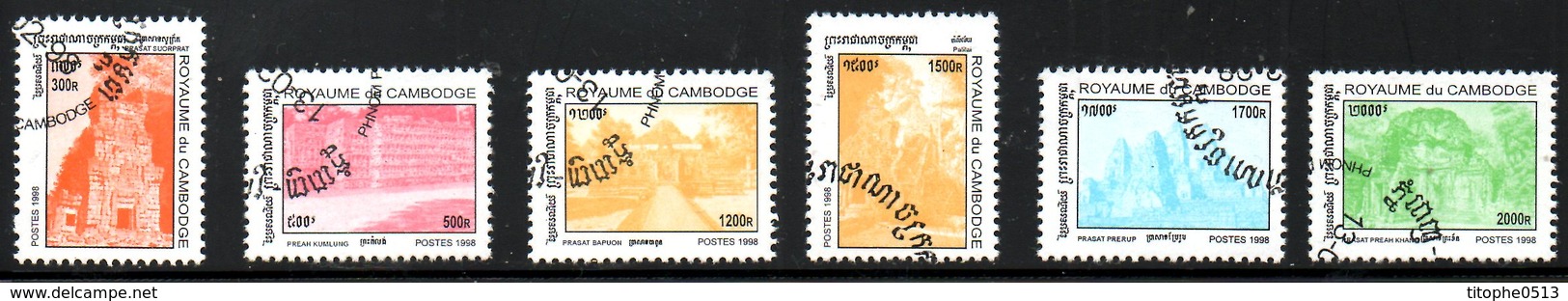 CAMBODGE. N°1496-1501 Oblitérés De 1998. Temples. - Hinduism
