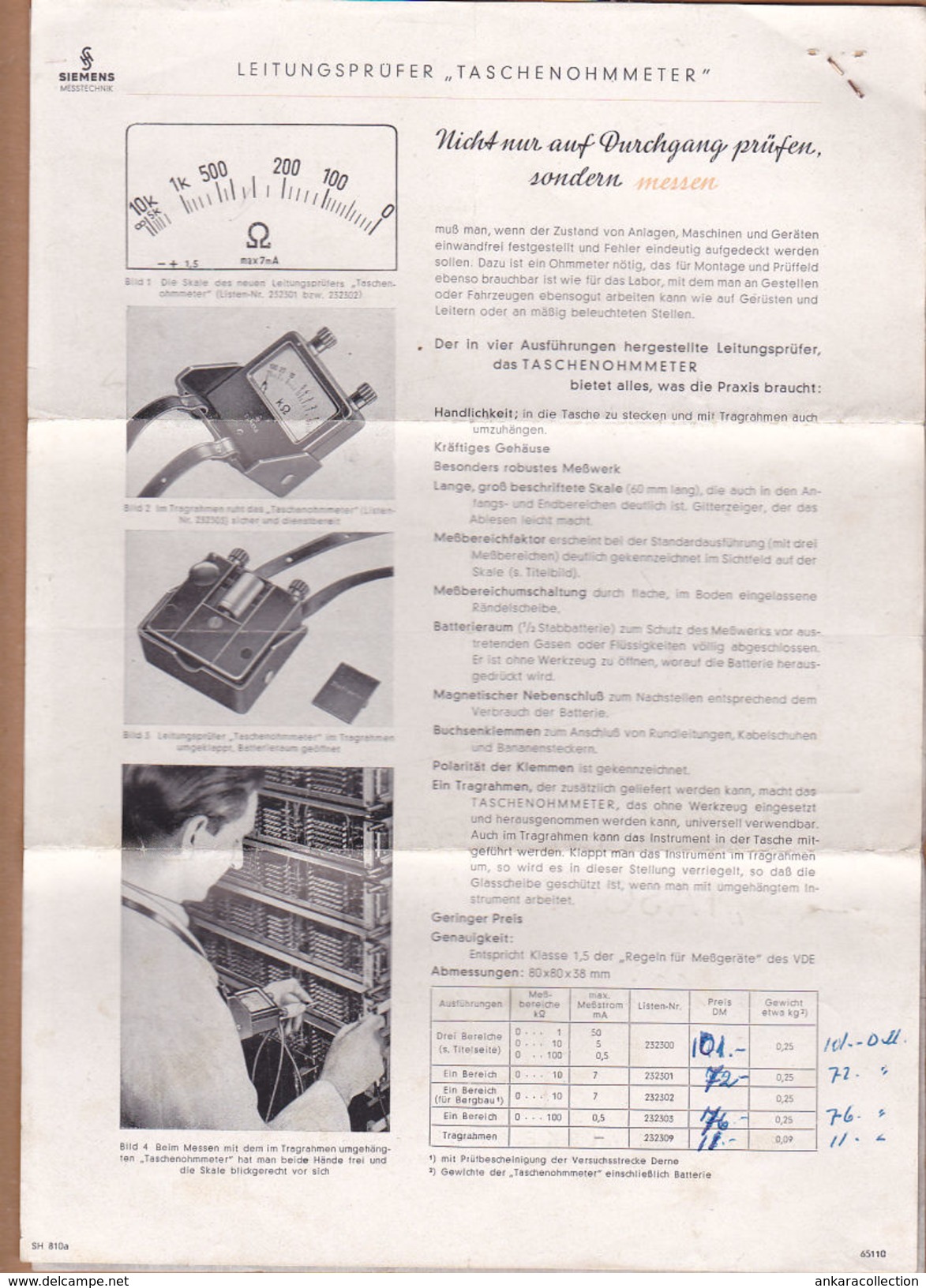 AC - RADIO CITY INVOICE 14.05.1959 SIEMENS MESSTECHNIK LEITUNGSPRUFER TASCHNOHMMETER  NAMIK YOLGA TURKISH SCHINDLER - 1950 - ...