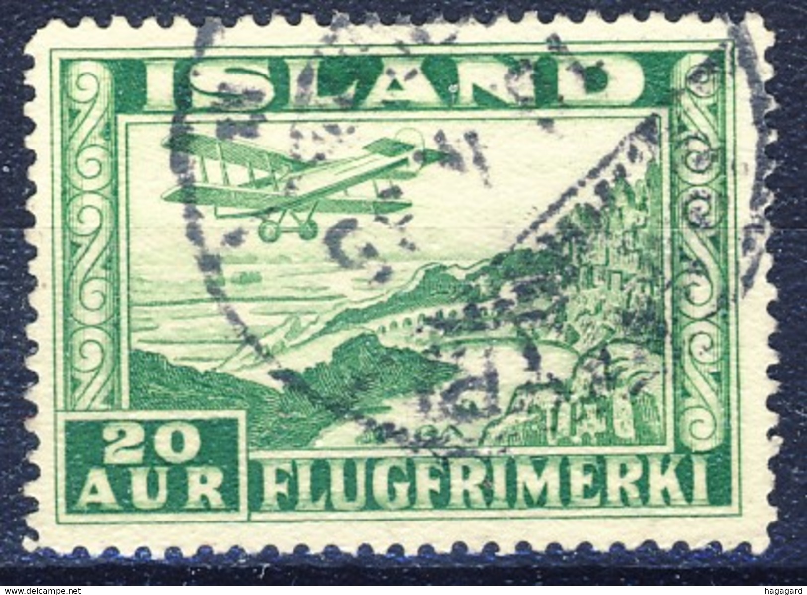 #Iceland 1934. Airmail. Michel 175A (Perf.: 14). Used - Luchtpost