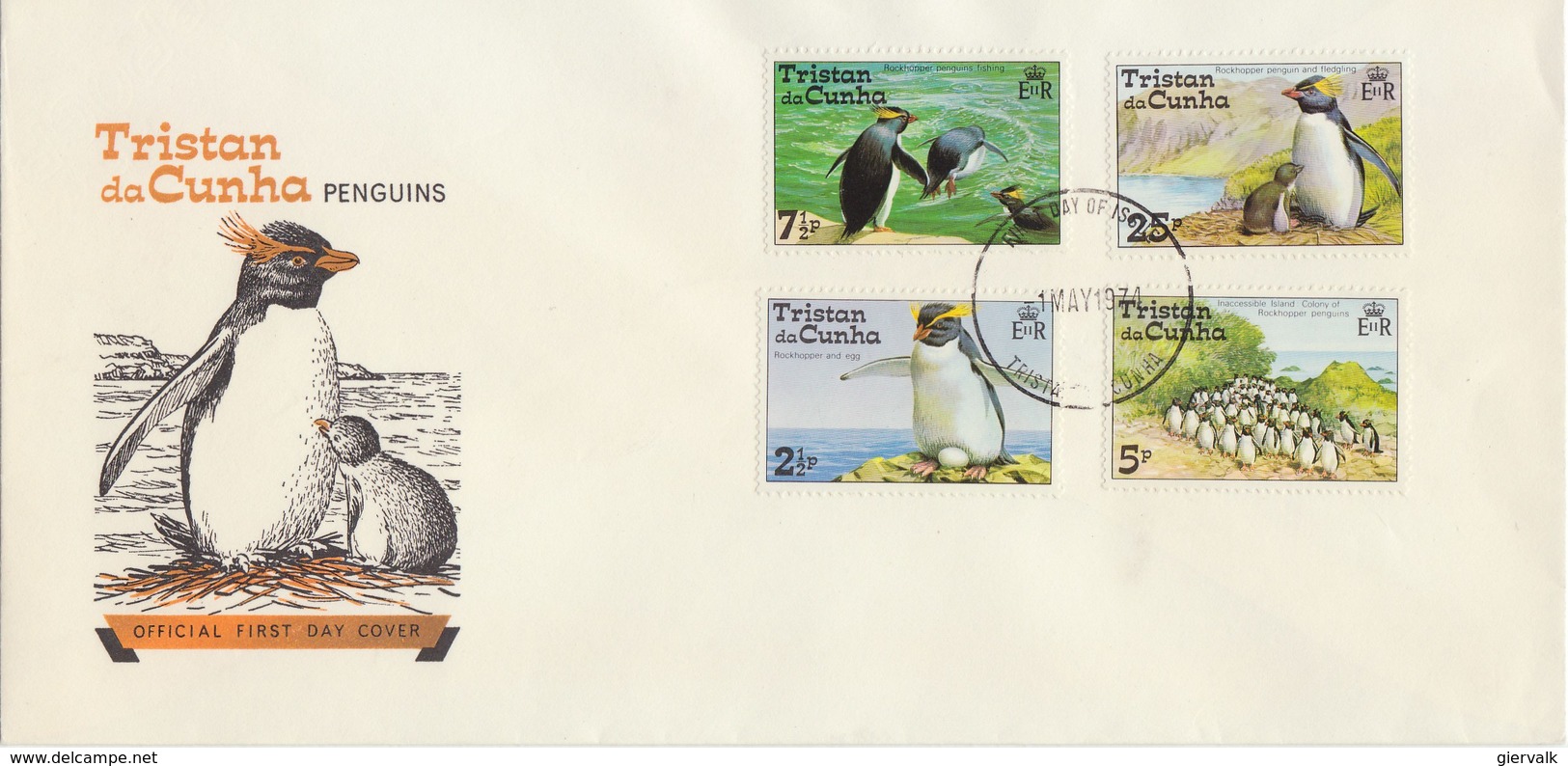 TRISTAN DA CUNHA 1974 FDC With Penguins - Pinguïns & Vetganzen