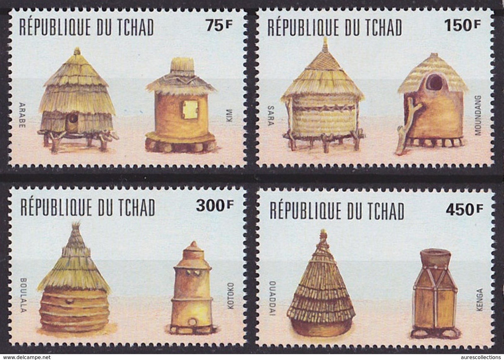 CHAD TCHAD 1995 YT 558/61 Huttes Pour La Conservation Des Grains MNH ** RARE - Tchad (1960-...)